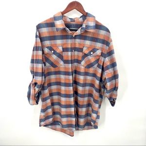 Mossimo Supply Co. Plaid Long Sleeve Pearl Snap Western Shirt XL